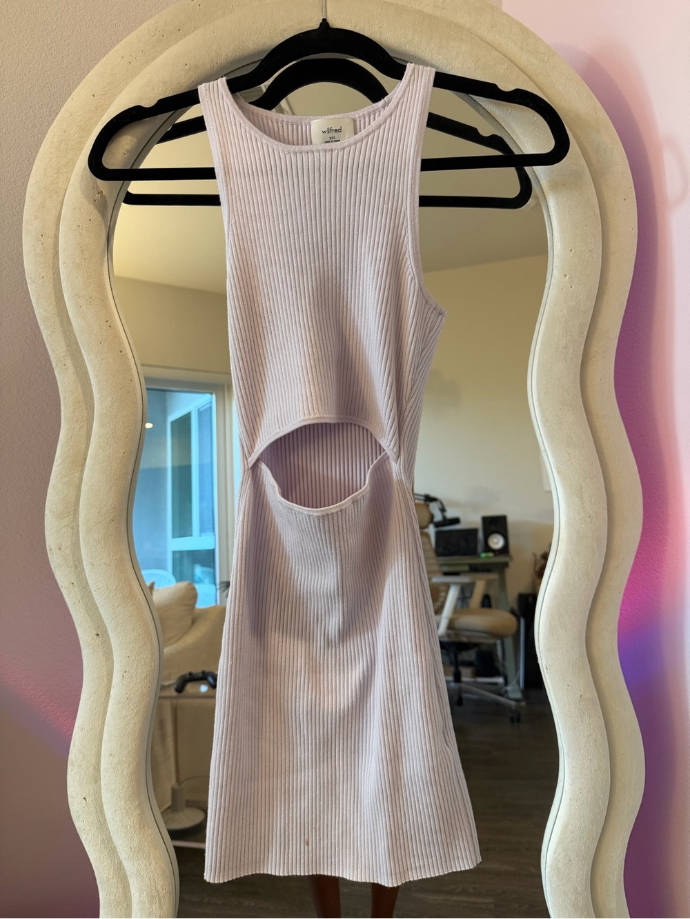 Wilfred Pale Lavender Ribbed Cutout Midi Tank Dress